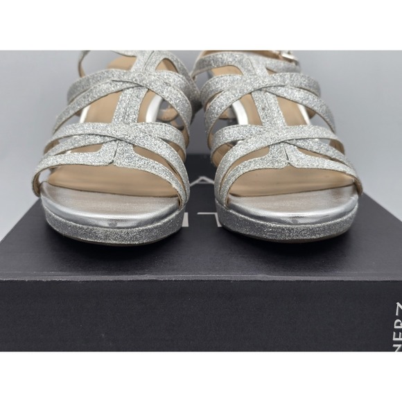 Naturalizer Women's Baylor Dress Sandal Silver Glitter Heels - Sz 7.5 Good - Picture 3 of 13